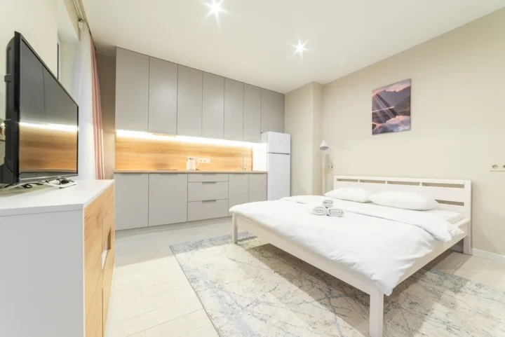 Интерьер квартиры-студии на сутки по адресу: Минск, ул. Игоря Лученка, 23